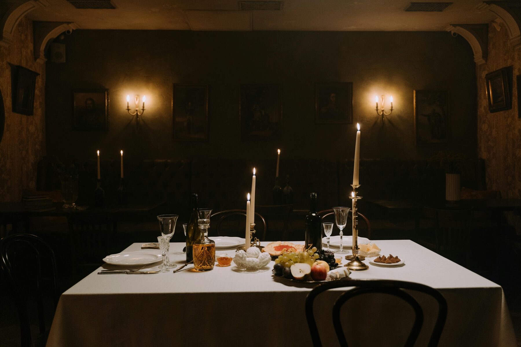 Candlelit dining table
